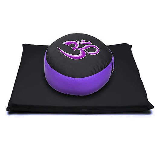 Spiritual Growth and Rest: Meditation SET OM Black/Purple (Cushion &amp; Mat)